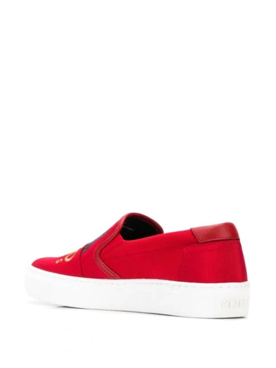 KENZO EMBROIDERED SLIP-ON SNEAKERS - 红色