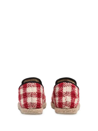Shop Gucci Tweed Horsebit Loafers In Red