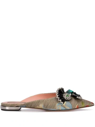 Shop Rochas Stone Embellished Mules - Multicolour