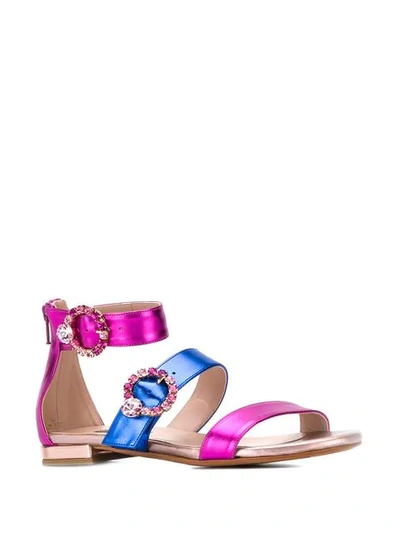 Shop Albano Embellished Buckle Sandals In Pink