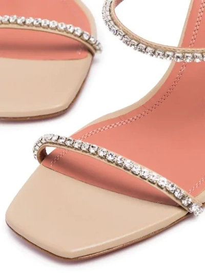 Shop Amina Muaddi X Browns Gilda 95mm Crystal-embellished Sandals In Neutrals