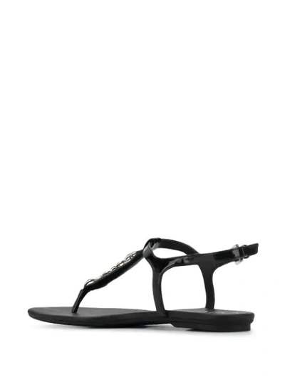 Shop Calvin Klein Chain Embellished Thong Sandals In Black