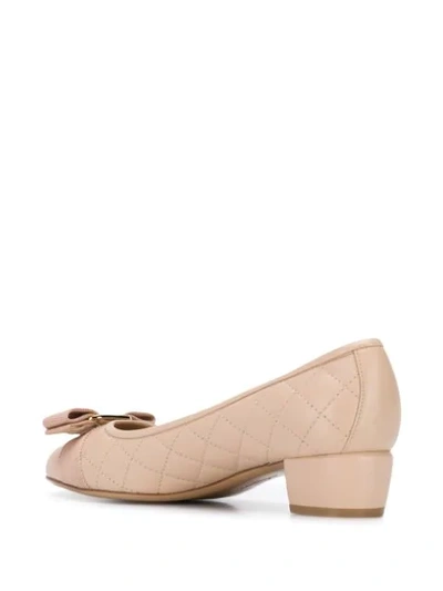 Shop Ferragamo Salvatore  Vara Quilted Pumps - Neutrals