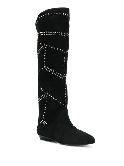 Shop Isabel Marant Studded Suede High Boots In Black