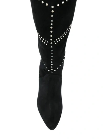 Shop Isabel Marant Studded Suede High Boots In Black