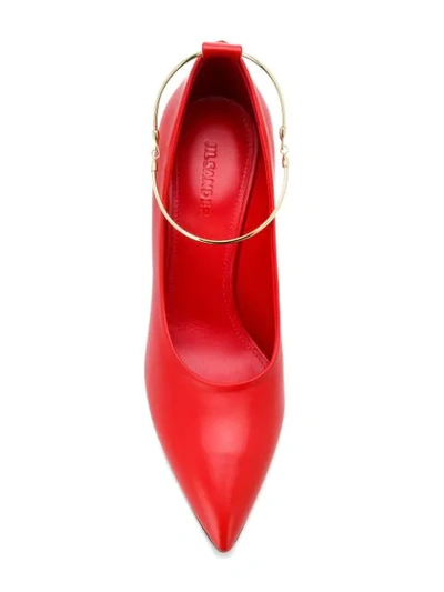 Shop Jil Sander Pointed Anklet Pumps In Red