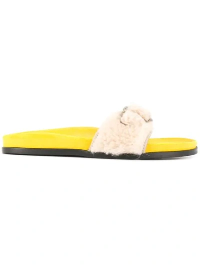 Shop Avec Modération Slip-on Buckle Sandals In Yellow