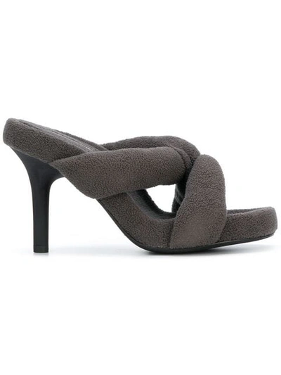 Shop Yeezy Knit Sandals In Grey