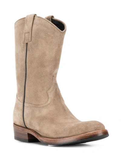 Shop Alberto Fasciani Western Ankle Boots In Neutrals