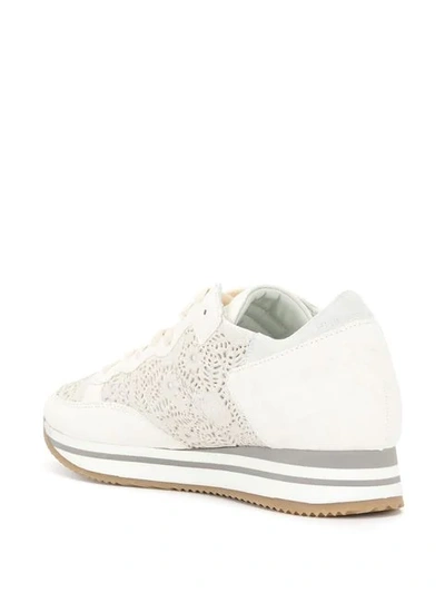 Shop Philippe Model Tropez Lazer Cut Sneakers In White