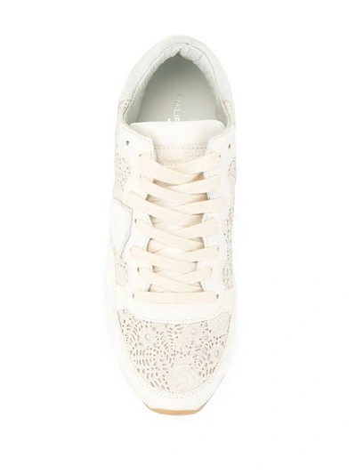 Shop Philippe Model Tropez Lazer Cut Sneakers In White