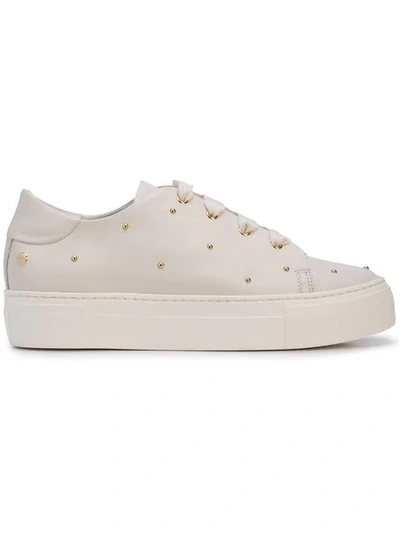 Shop Agl Attilio Giusti Leombruni Studded Lace-up Sneakers In White