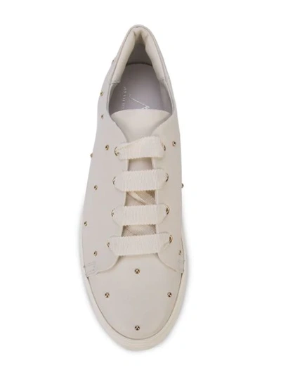 Shop Agl Attilio Giusti Leombruni Studded Lace-up Sneakers In White