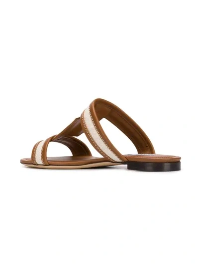 Shop Tod's Canvas Insert Sandals In Brown