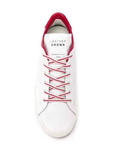 Shop Leather Crown Perforated Detail Sneakers In White