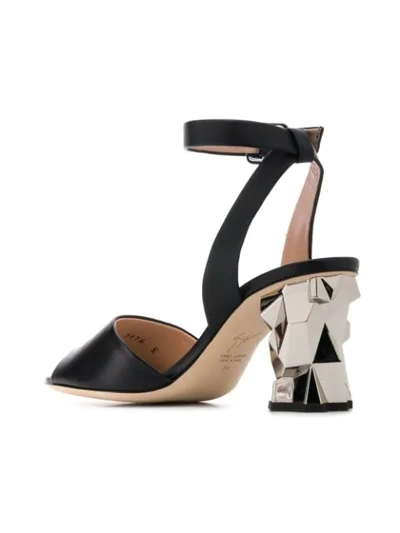 Shop Giuseppe Zanotti Geometric Heel Sandals In Black