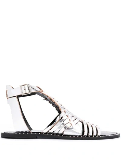 Shop Rebecca Minkoff Strappy Flat Sandals In Metallic