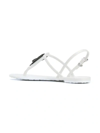 Shop Karl Lagerfeld Rubber Jelly Lagerfeld And Cat Sandals In White