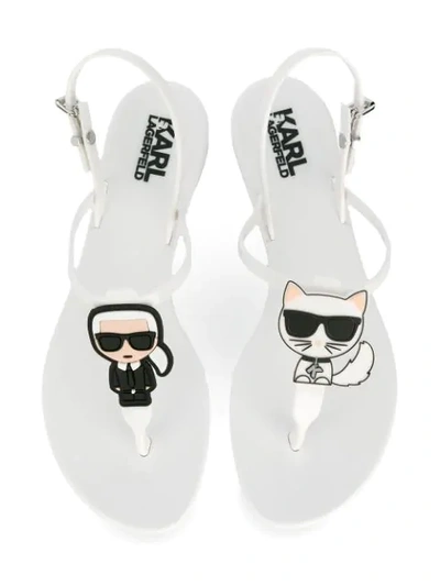 Shop Karl Lagerfeld Rubber Jelly Lagerfeld And Cat Sandals In White