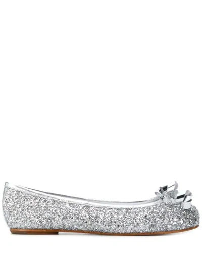 Shop Maison Margiela Tabi Glitter Ballerina Shoes In Silver