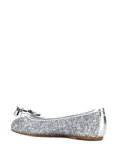 Shop Maison Margiela Tabi Glitter Ballerina Shoes In Silver