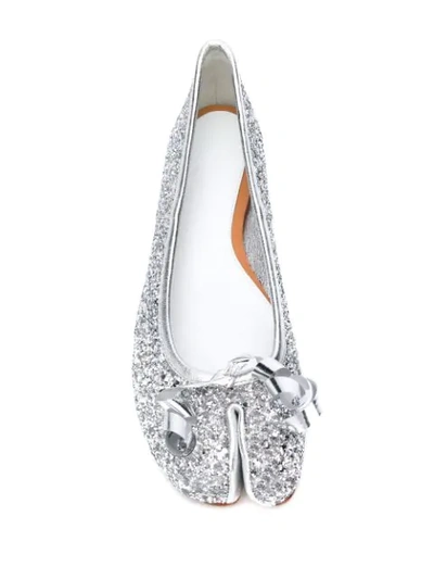 Shop Maison Margiela Tabi Glitter Ballerina Shoes In Silver