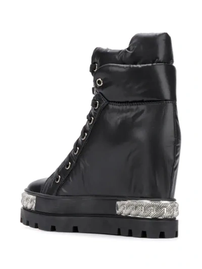 Shop Casadei Wedged Lace-up Boots In Black