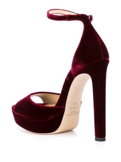 Shop Jimmy Choo Pattie 130 Sandals In Bordeaux/red