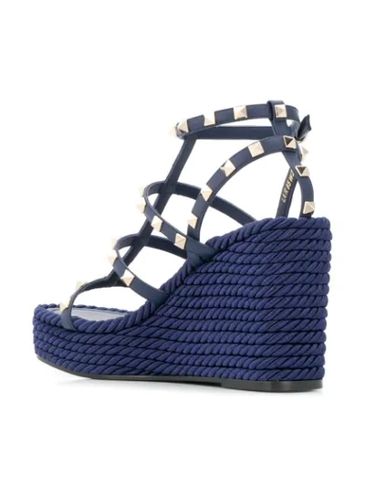 Shop Valentino Garavani Rockstud Torchon Wedge Sandals In Cg6 Pure Blue