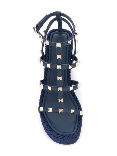 Shop Valentino Garavani Rockstud Torchon Wedge Sandals In Cg6 Pure Blue