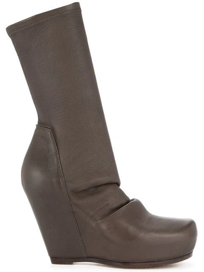 Shop Rick Owens Wedge Boots In Brown