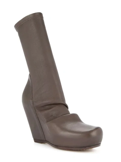 Shop Rick Owens Wedge Boots In Brown