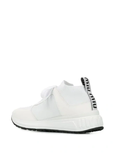 Shop Miu Miu Fabric Sock-style Sneakers - White