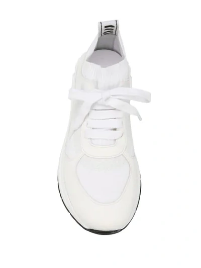 Shop Miu Miu Fabric Sock-style Sneakers - White