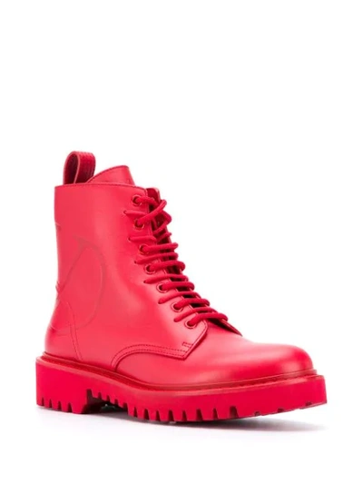 VALENTINO VALENTINO GARAVANI VLOGO COMBAT BOOTS - 红色