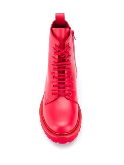 Shop Valentino Vlogo Combat Boots In Red