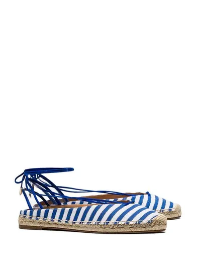 Shop Aquazzura Gestreifte Espadrilles In 907 White/blue