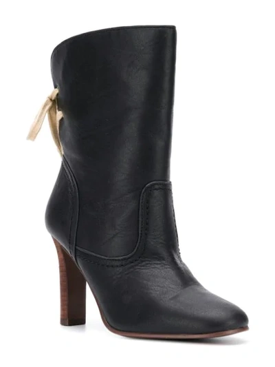Shop See By Chloé Lace Back Ankle Boots In Black
