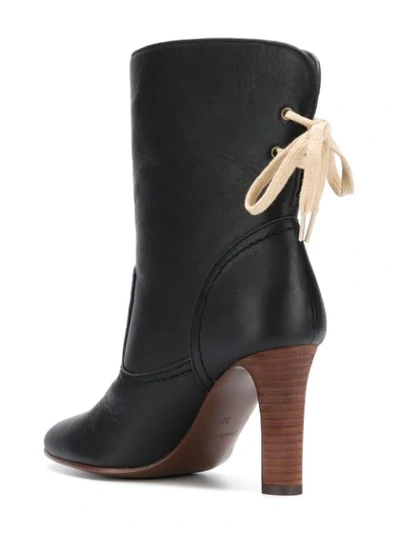 Shop See By Chloé Lace Back Ankle Boots In Black