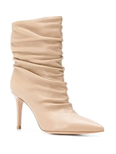 Shop Gianvito Rossi Draped Ankle Boots In Neutrals
