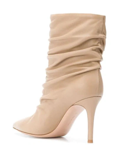 Shop Gianvito Rossi Draped Ankle Boots In Neutrals