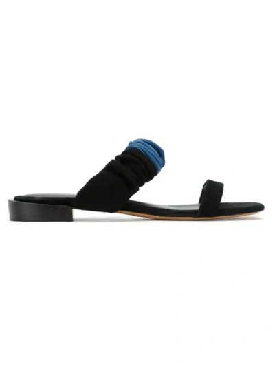 Shop Sarah Chofakian Leather Flat Sandals In Black