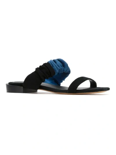 Shop Sarah Chofakian Leather Flat Sandals In Black