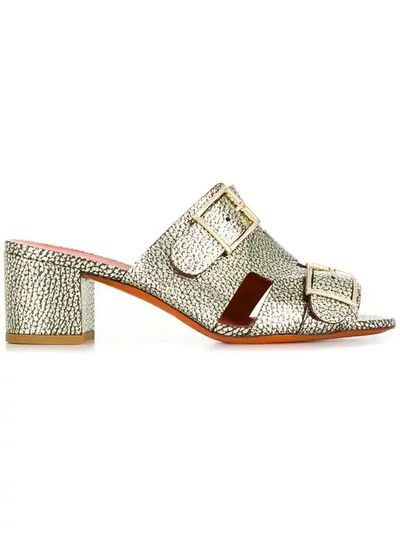 Shop Santoni Buckle Strap Sandals In Gold