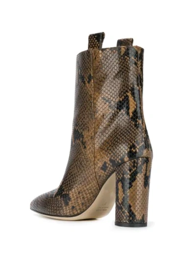 Shop Paris Texas Snake Print Ankle Boots In Brown