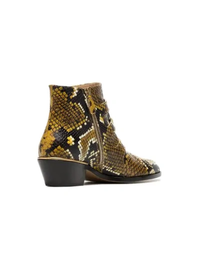 Shop Chloé Yellow And Black Susanna 30 Python Print Leather Boots