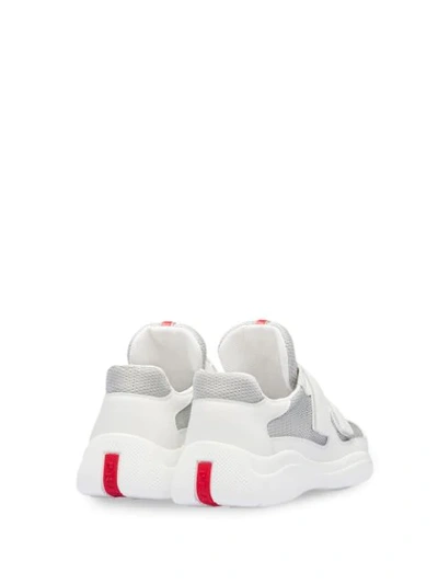 Shop Prada Paneled Touch-strap Sneakers - White