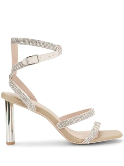 Shop Manning Cartell Crystal-embellished Strappy Sandals In Neutrals