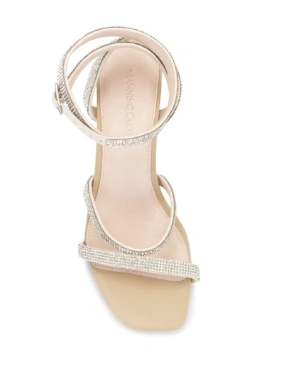 Shop Manning Cartell Crystal-embellished Strappy Sandals In Neutrals