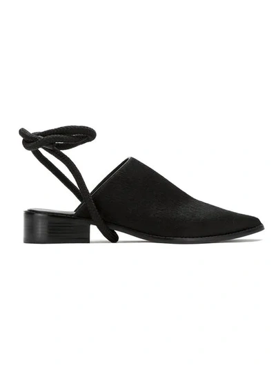 Shop Osklen Leather Lace Up Mules In Black
